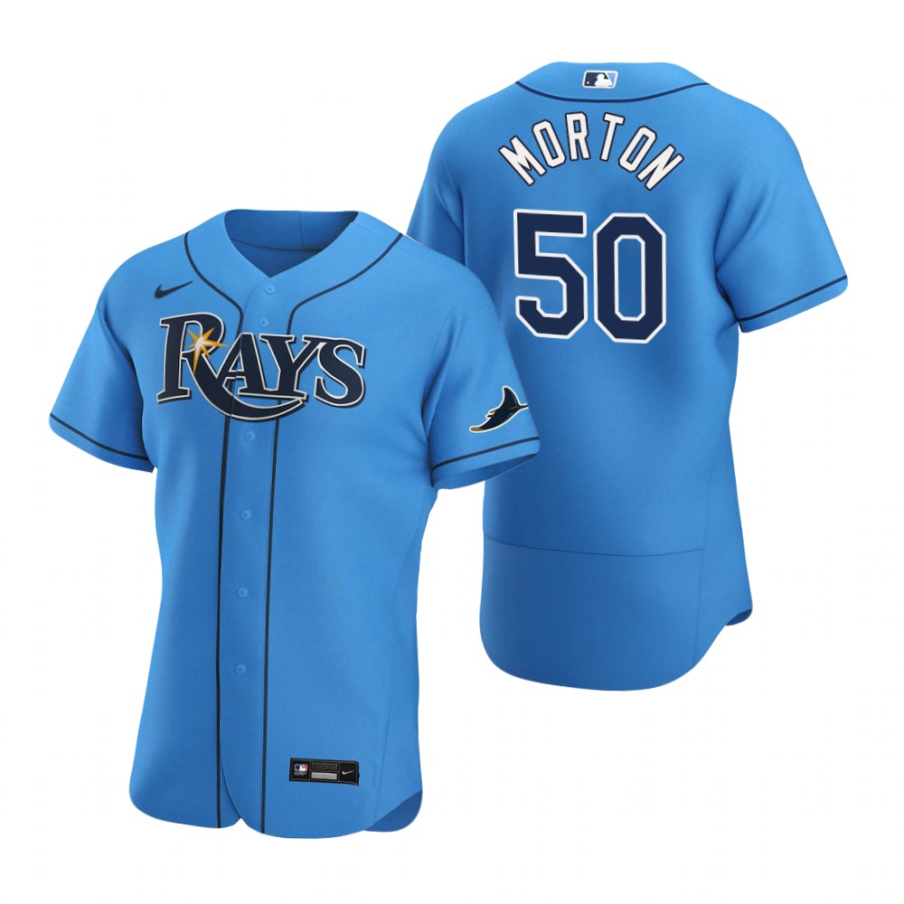 Tampa Bay Rays 50 Charlie Morton Men Nike Light Blue Alternate 2020 Authentic Player MLB Jersey